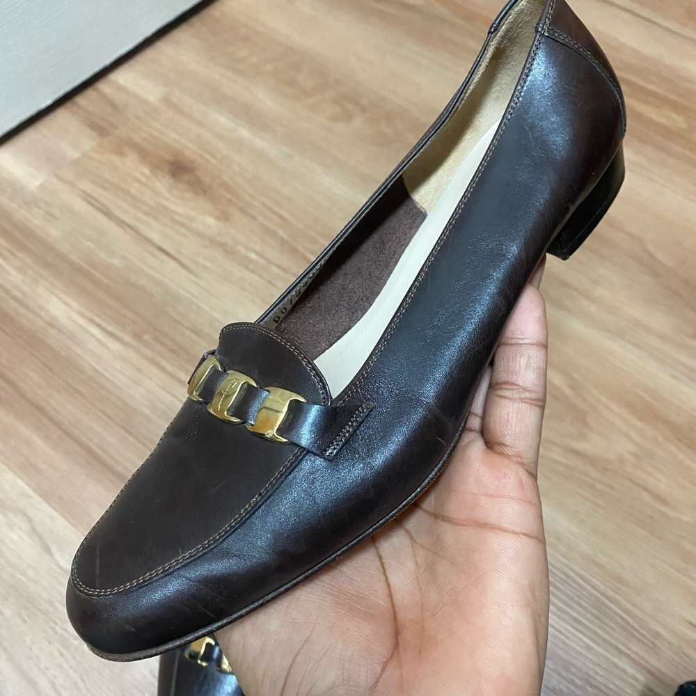 Vintage Salvatore Ferragamo Boutique Gancini Dark Brown Loafers Size Size 8.5 B - Picture 6 of 12